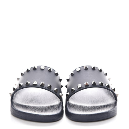 Valentino Garavani Rubber Rockstud Slide Sandals 40 Marine 2 of 8