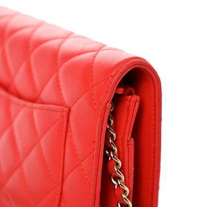 Chanel Lambskin Quilted Wallet On Chain WOC Red 19 of 21