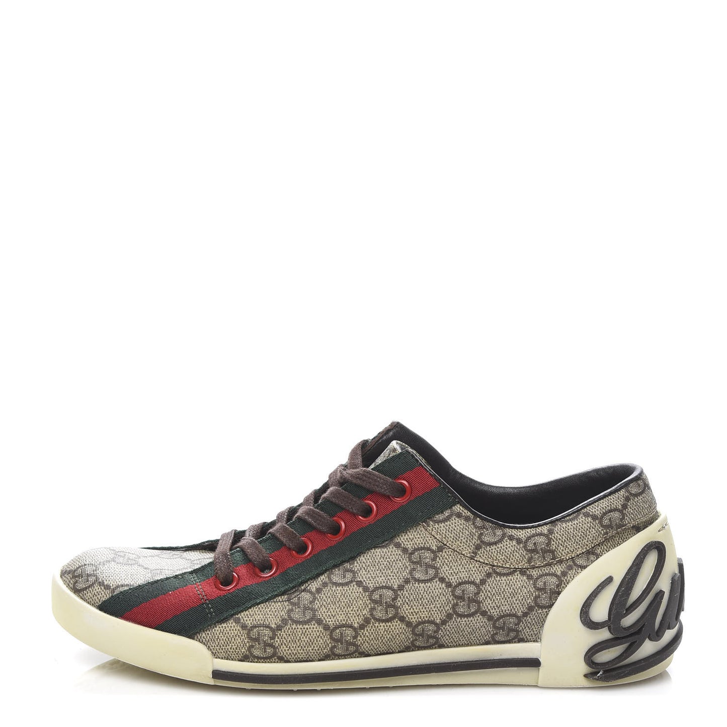 GG Monogram Web Womens Script Sneakers 37 Brown