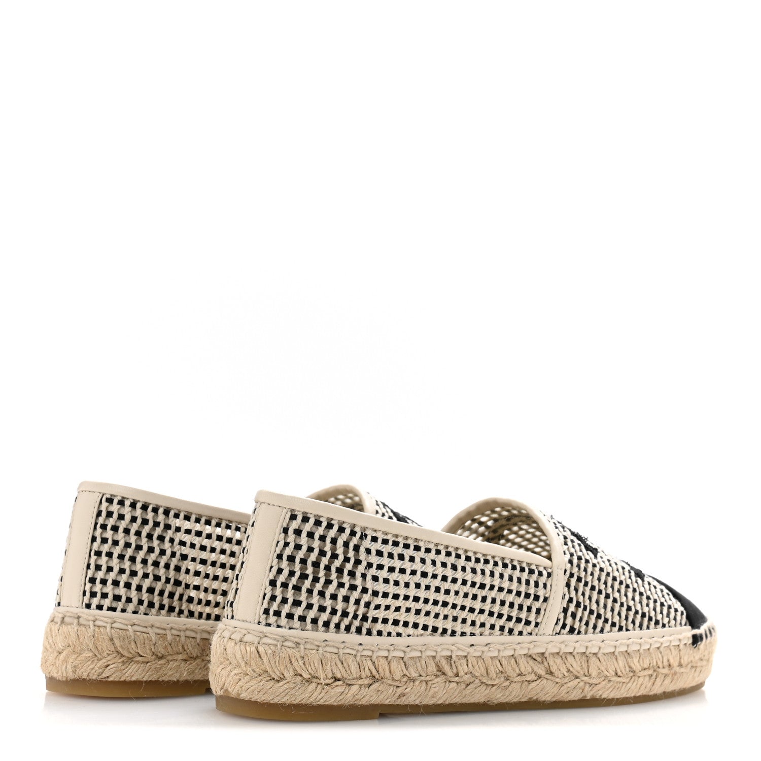 Chanel Mesh Grosgrain CC Espadrilles 39 Beige Black 5 of 9