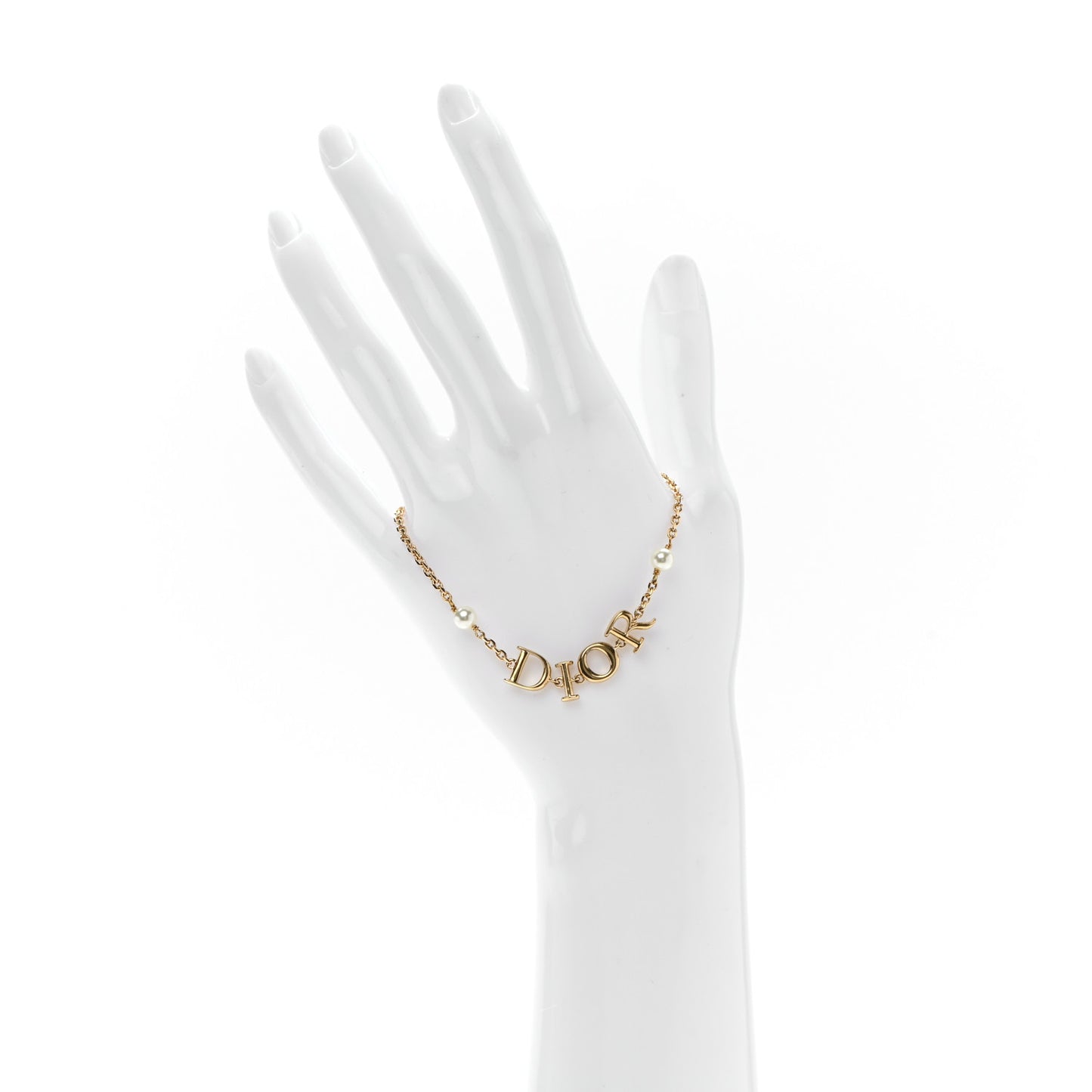 Metal Pearl Logo Bracelet Gold