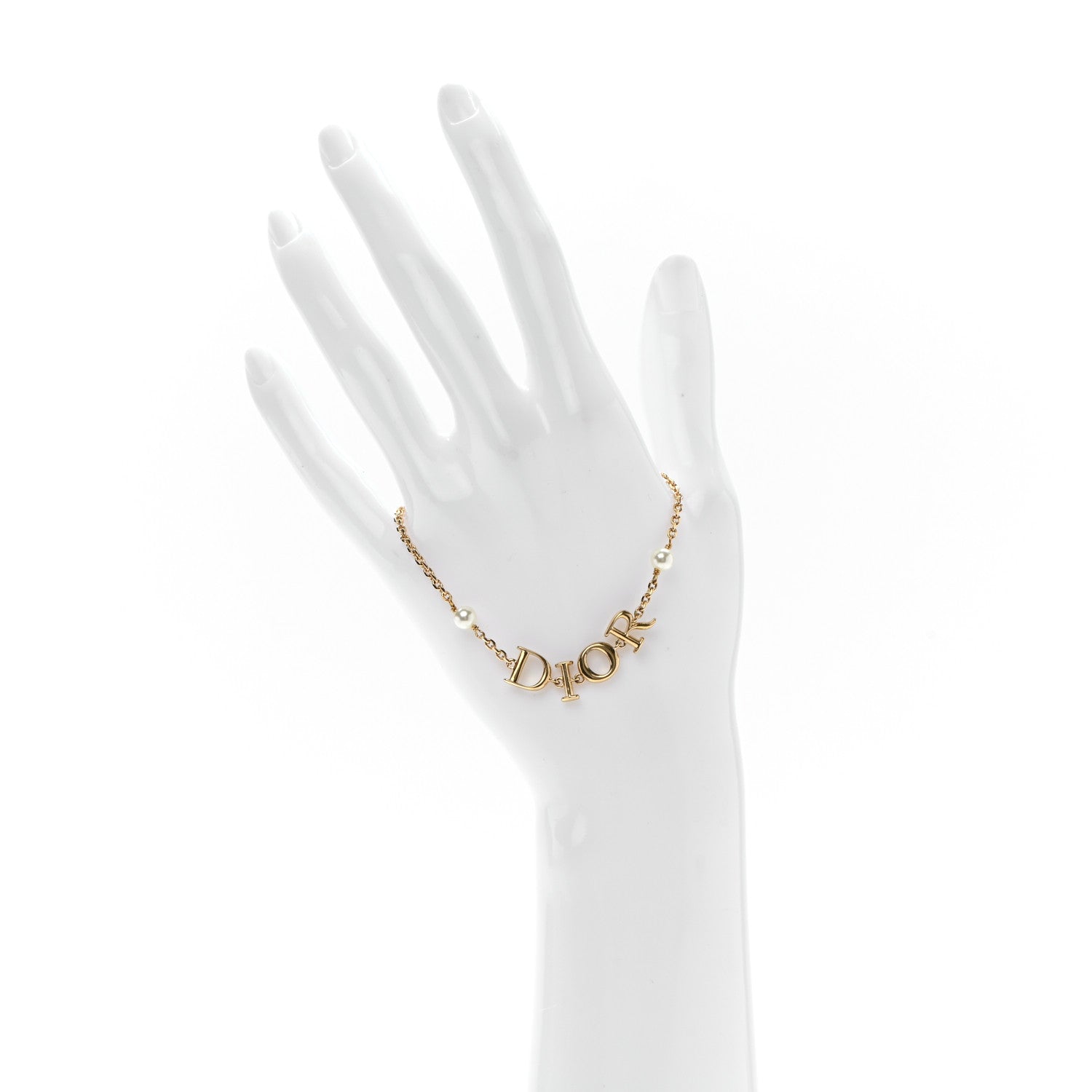 Christian Dior Metal Pearl Logo Bracelet Gold 2 of 5