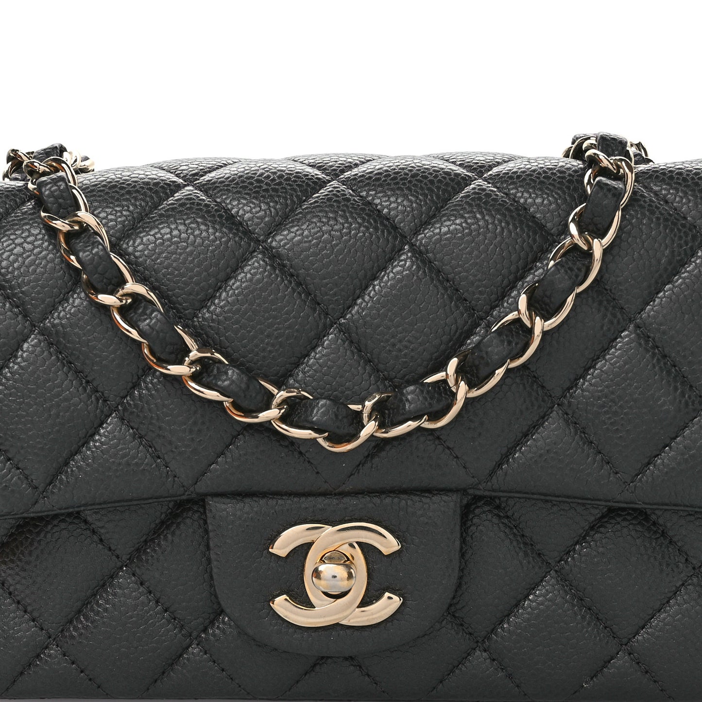 Metallic Caviar Quilted Mini Rectangular Flap Dark Grey
