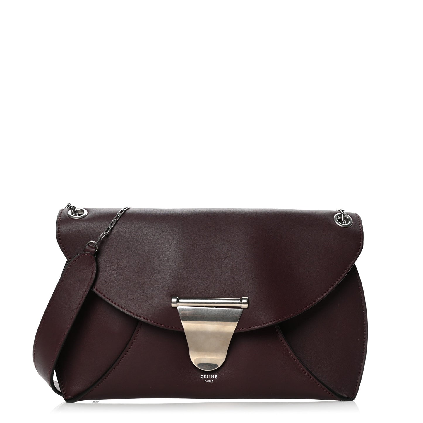 Smooth Calfskin Clutch on Chain Burgundy