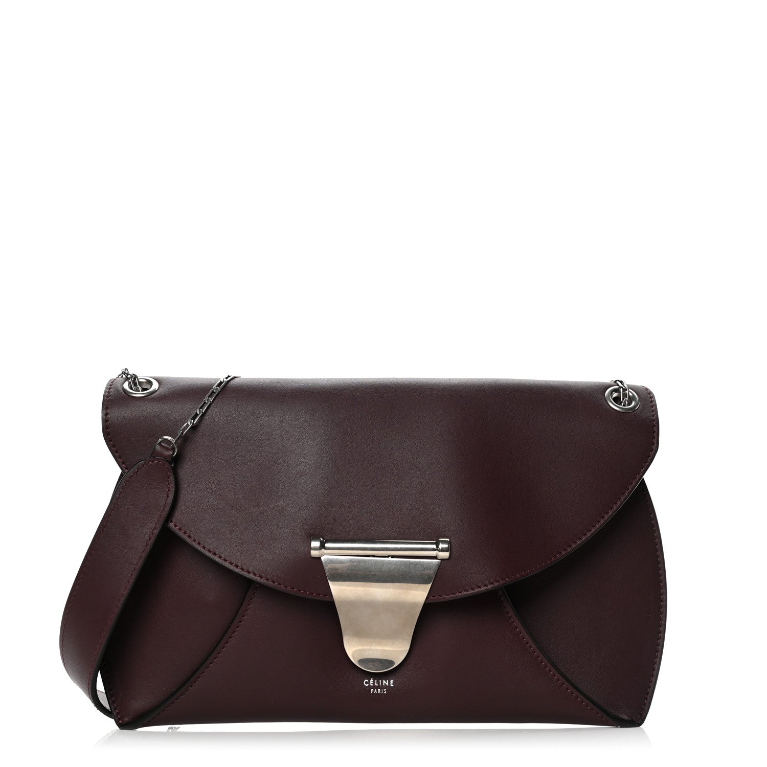 Celine Smooth Calfskin Clutch on Chain Burgundy 1 of 7