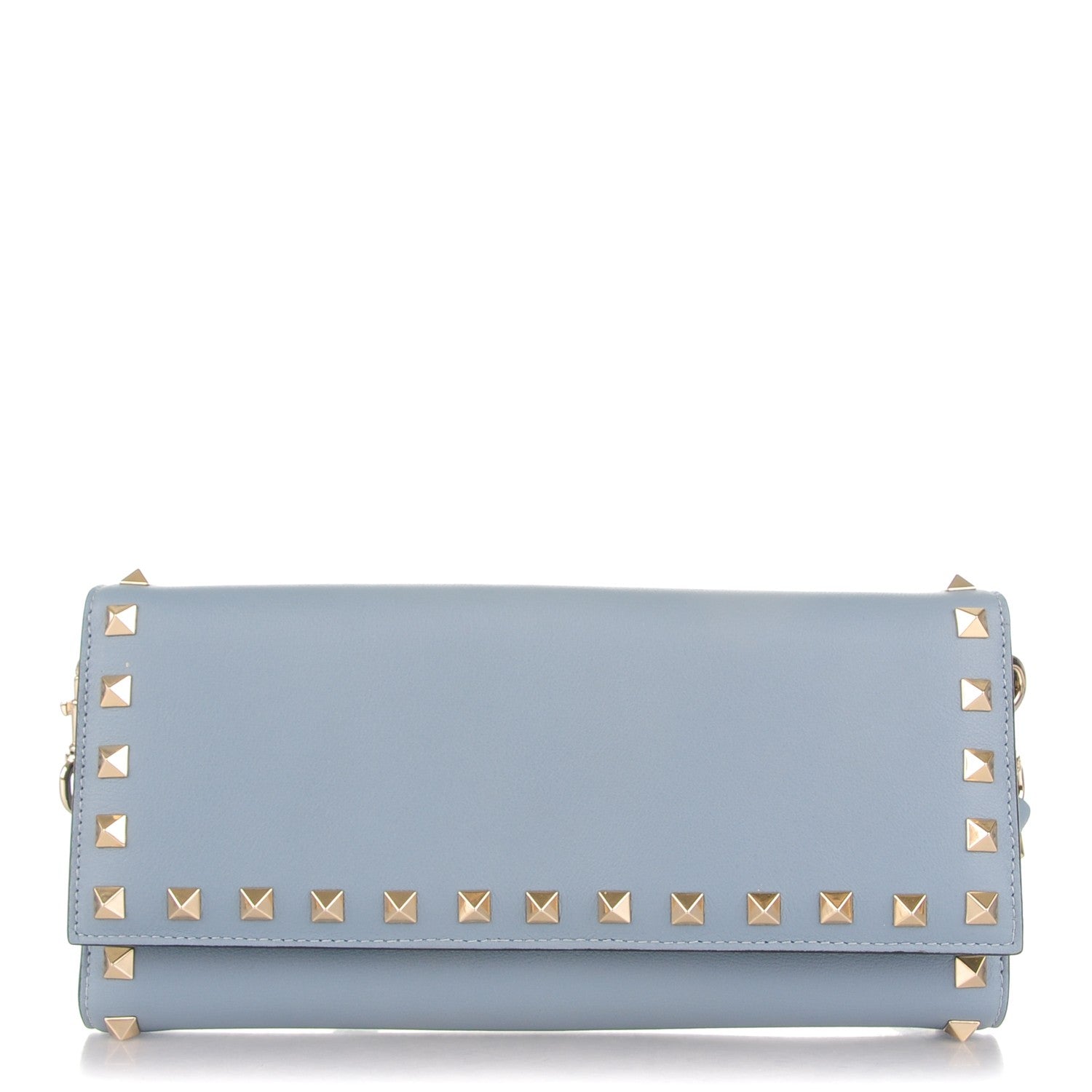 Valentino Garavani Vitello Rockstud Wallet on Strap Grey 1 of 8
