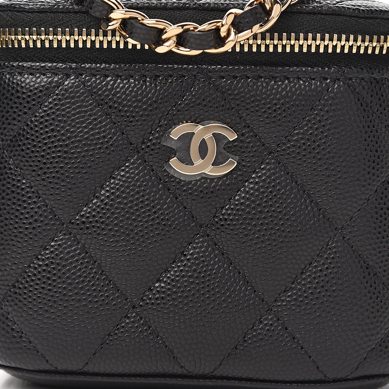Chanel Caviar Quilted Mini Vanity Case With Chain Black 9 of 10