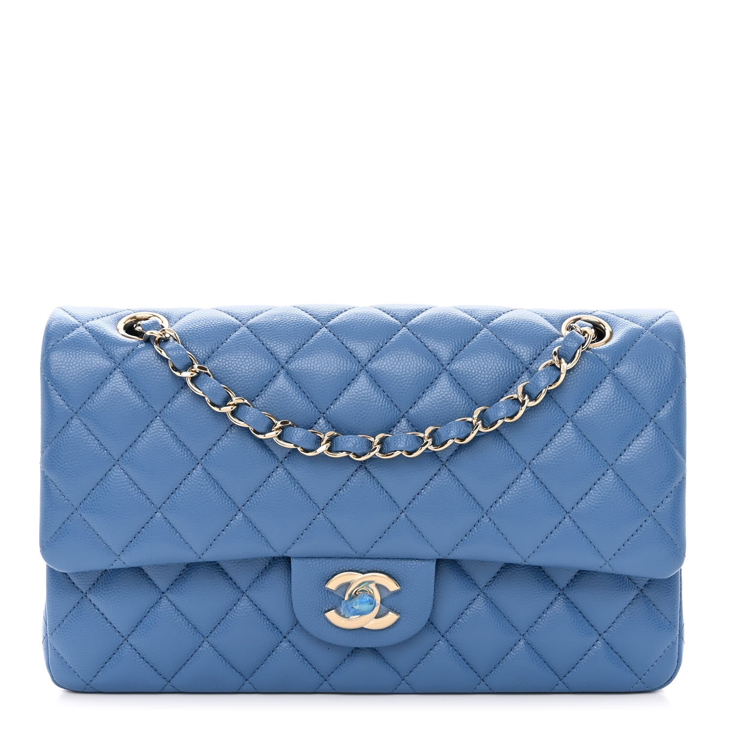 Chanel Caviar Quilted Medium Double Flap Blue 1 of 8
