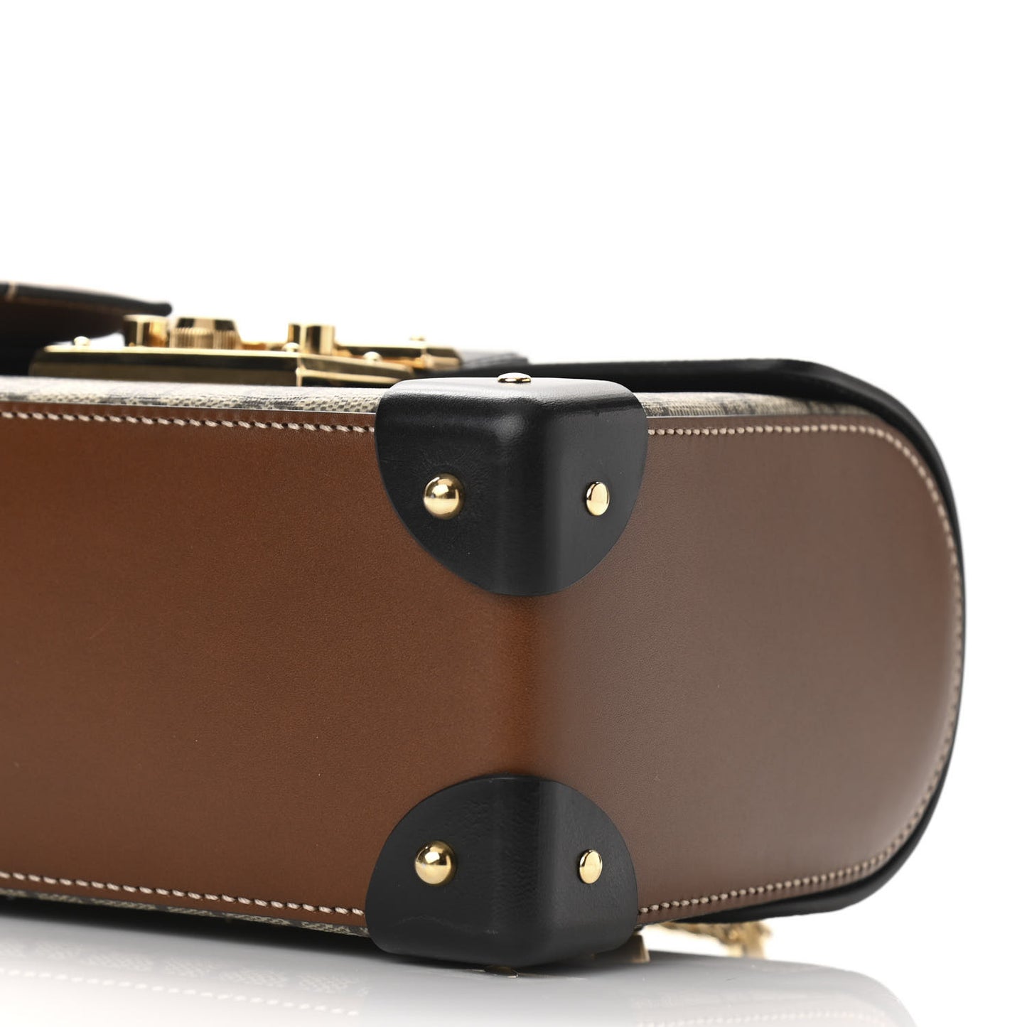 GG Supreme Monogram Small Padlock Bamboo Shoulder Bag Beige Black Cuir