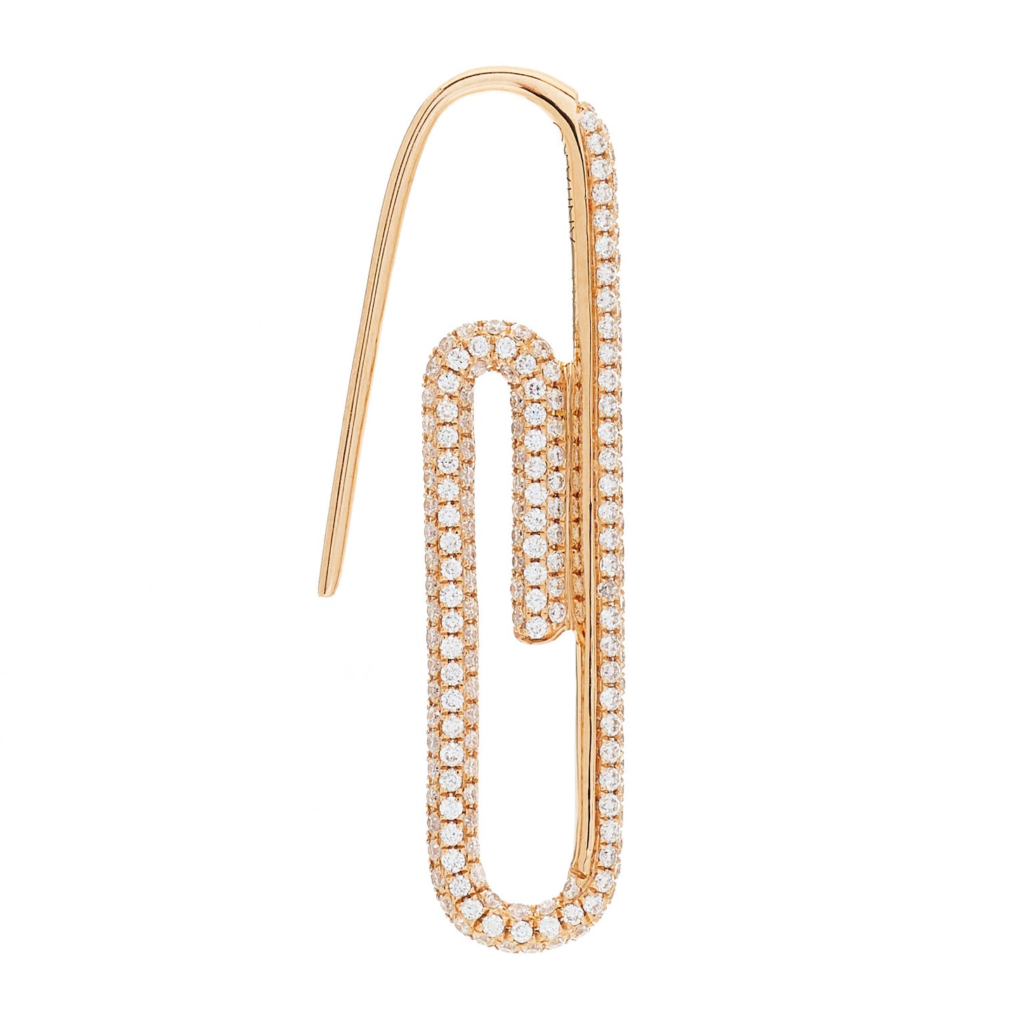 18K Rose Gold Diamond Paper Clip Earring