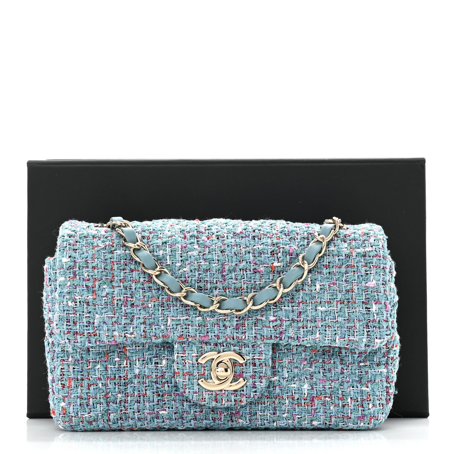 Tweed Quilted Mini Rectangular Flap Turquoise Purple White Red
