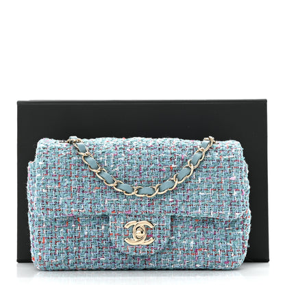 Chanel Tweed Quilted Mini Rectangular Flap Turquoise Purple White Red 12 of 12
