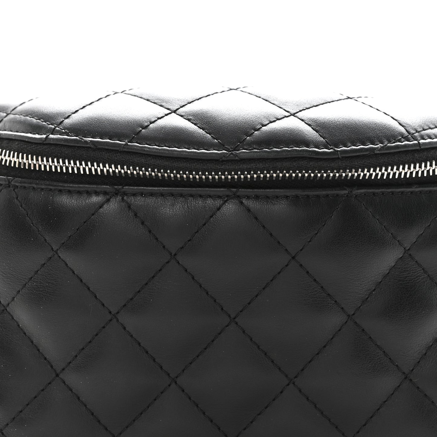 Calfskin Quilted Waist Belt Bag Black