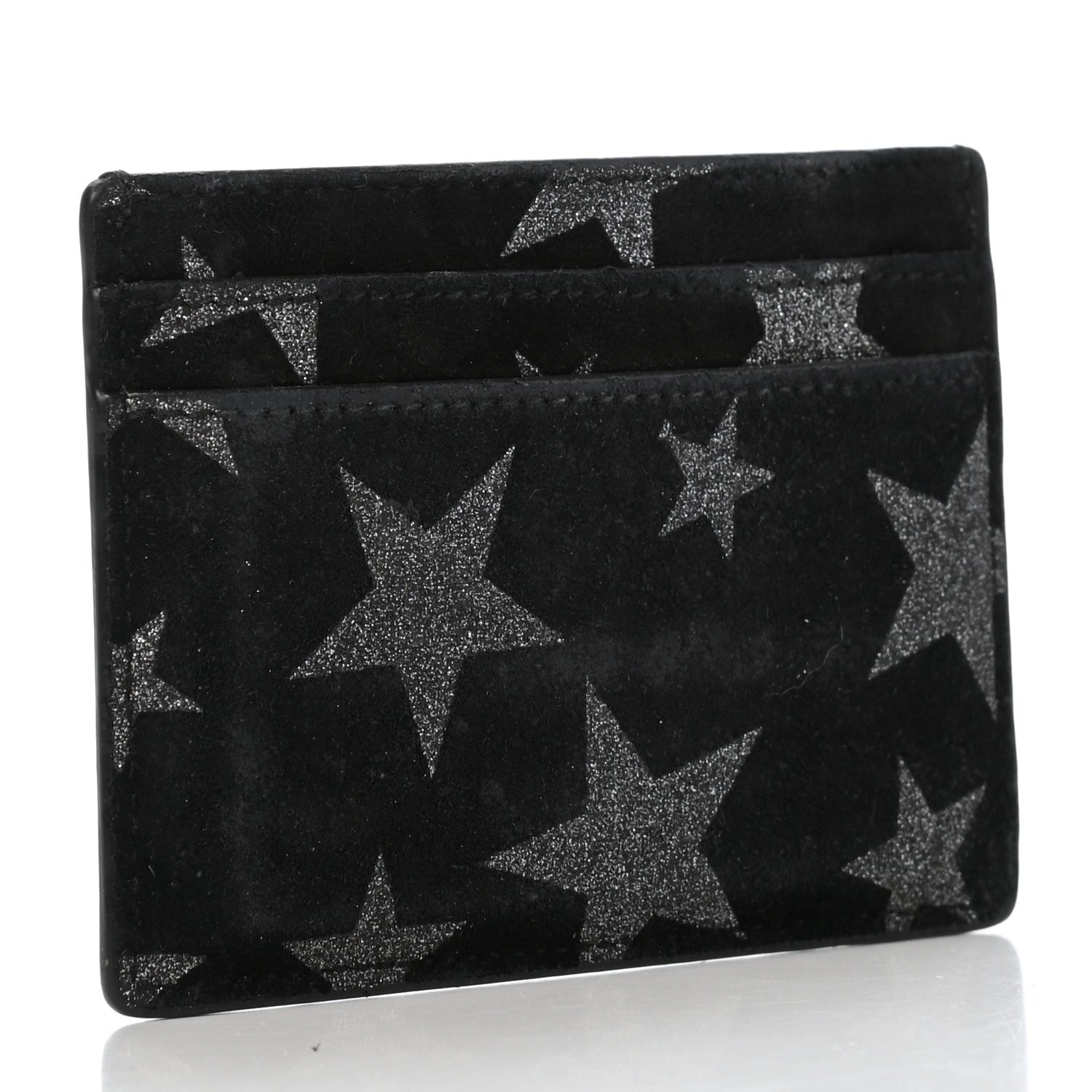 Saint Laurent Calfskin Star Embroidered Monogram Credit Card Case Black 3 of 7