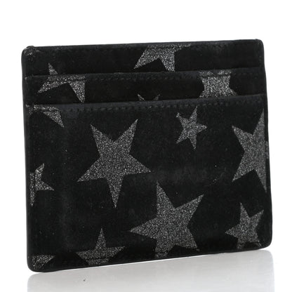 Saint Laurent Calfskin Star Embroidered Monogram Credit Card Case Black 3 of 7