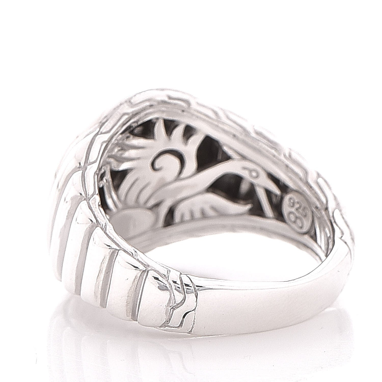John Hardy Sterling Silver Diamond Bedeg Ring 57 8 3 of 5