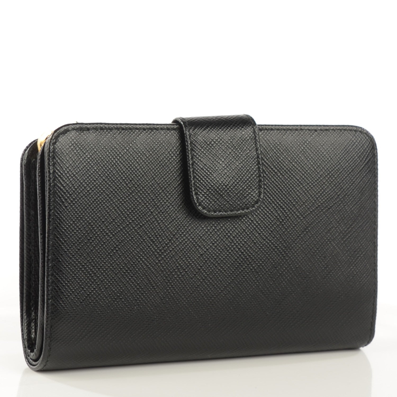 Prada Saffiano Metal Compact Wallet Black 3 of 7