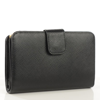 Prada Saffiano Metal Compact Wallet Black 3 of 7