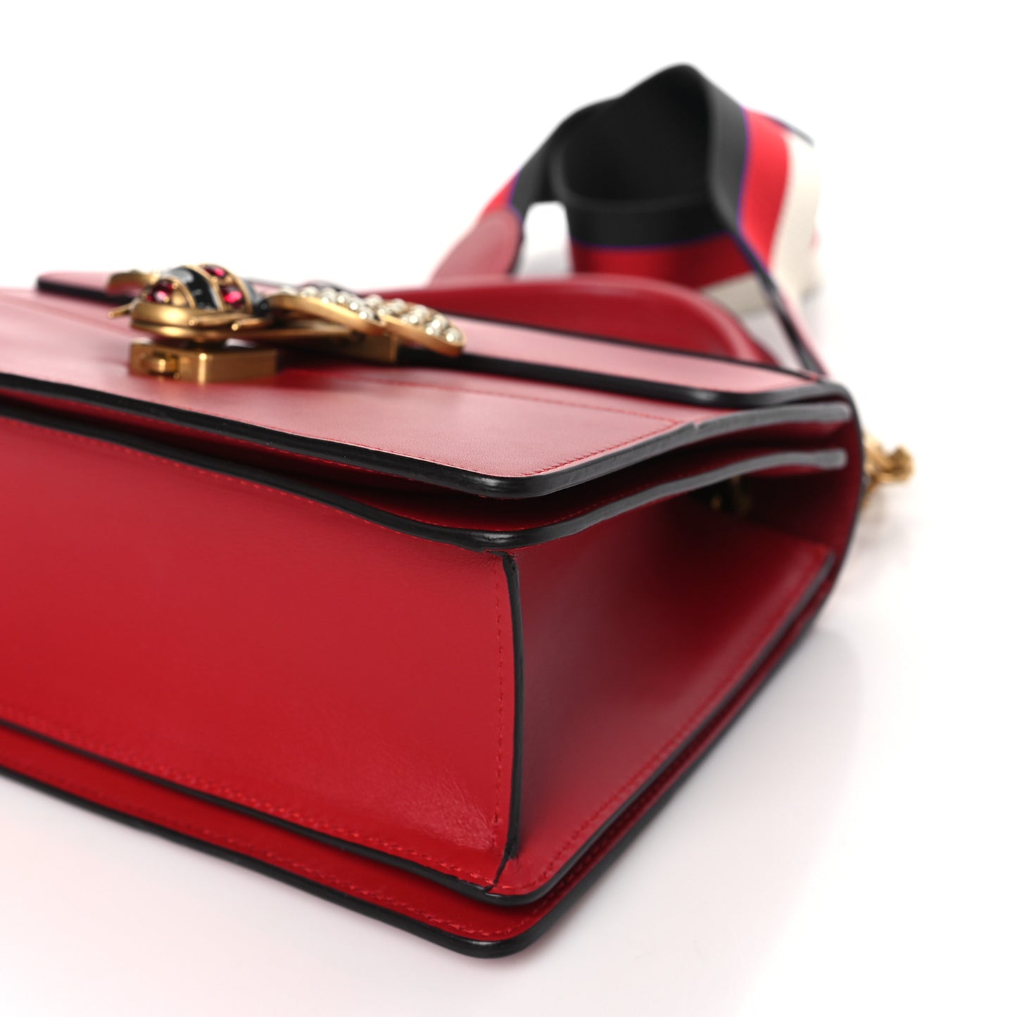 Calfskin Sylvie Web Small Queen Margaret Top Handle Bag Red