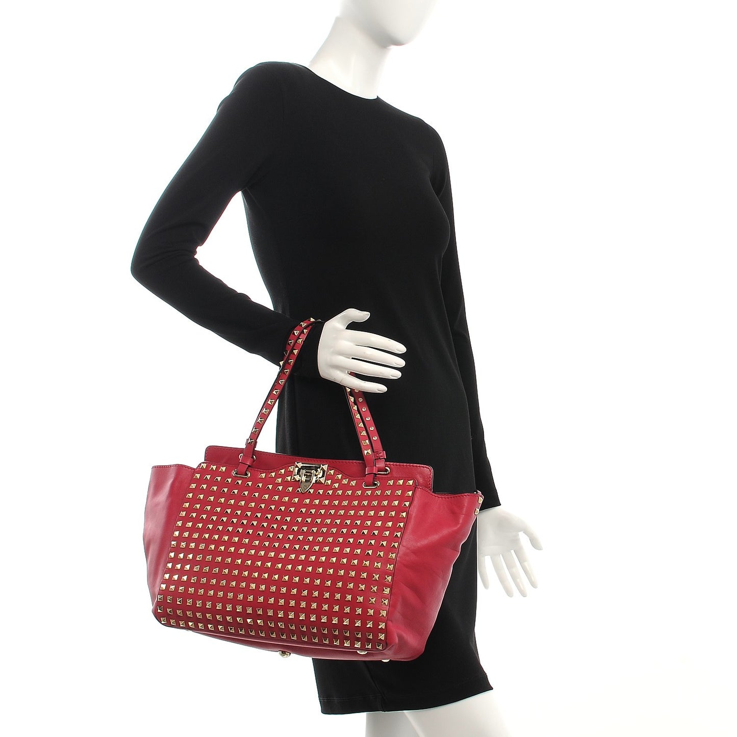Vitello Medium Rockstud All Over Tote Cyclamin