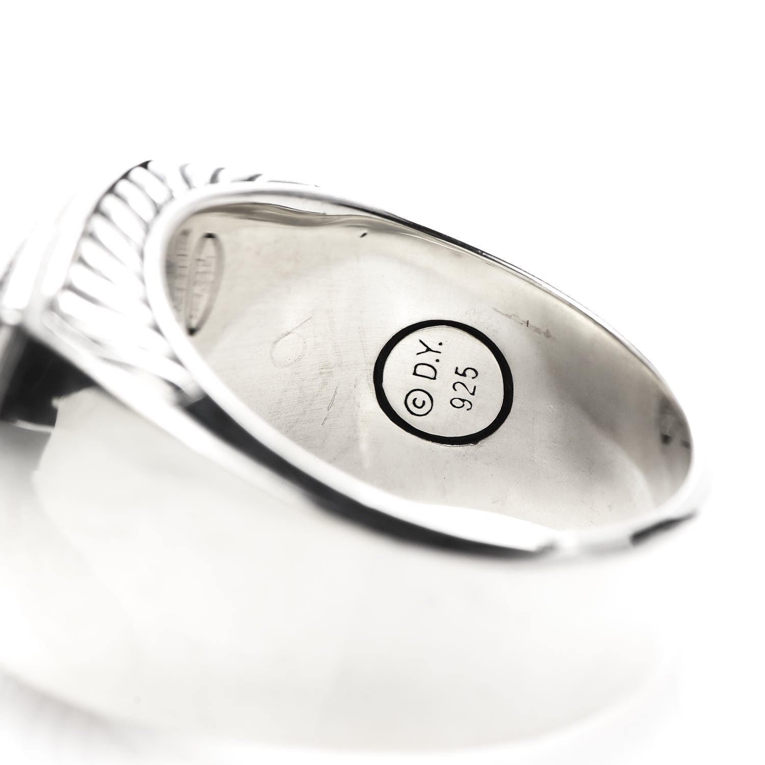 David Yurman Sterling Silver Black Diamond Signet Ring 63 10.25 5 of 5