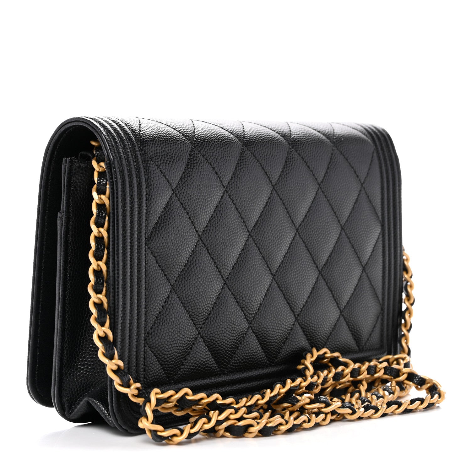 Chanel Caviar Quilted Boy Wallet On Chain WOC Black 3 of 13