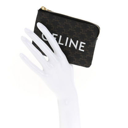 Celine Triomphe Canvas Logo Coin and Card Pouch With Hook Black 2 of 10