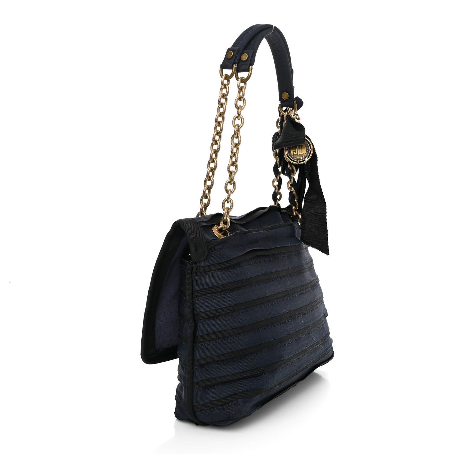 Canvas Pleated Happy Square Shoulder Bag Blue Black