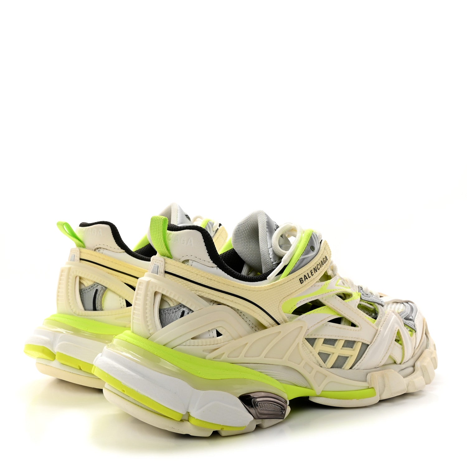 Balenciaga Rubber Mesh Bi-Color Womens Track.2 Open Sneakers 37 White Fluo Yellow 4 of 9