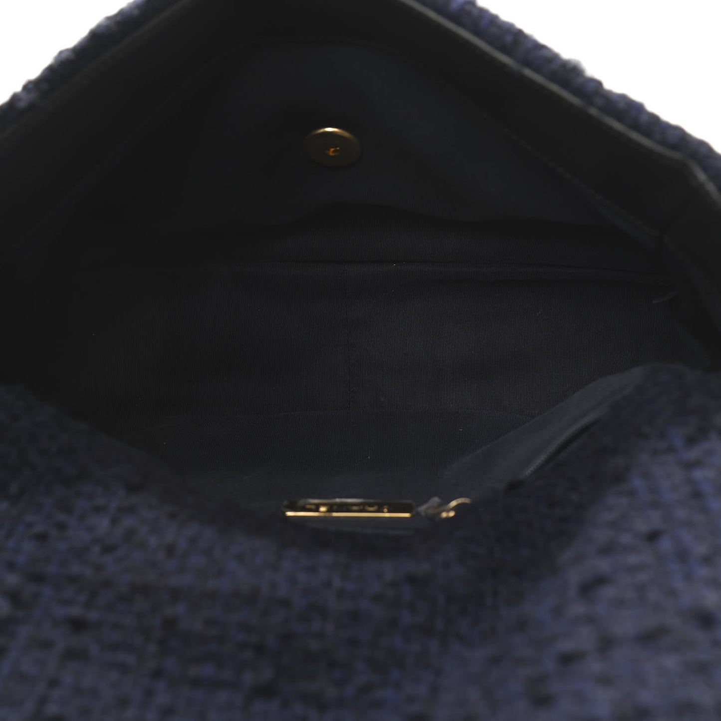 Tweed Quilted Large Chanel 19 Flap Navy Blue