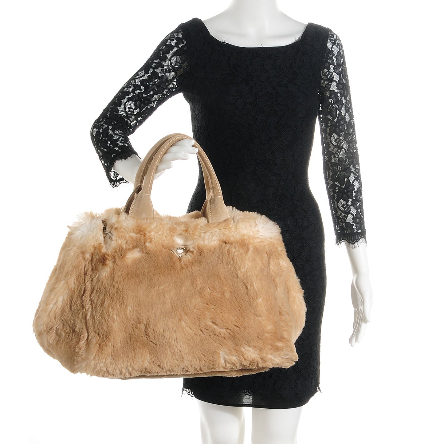 Eco Lapin Faux Fur Open Top Tote Cipria