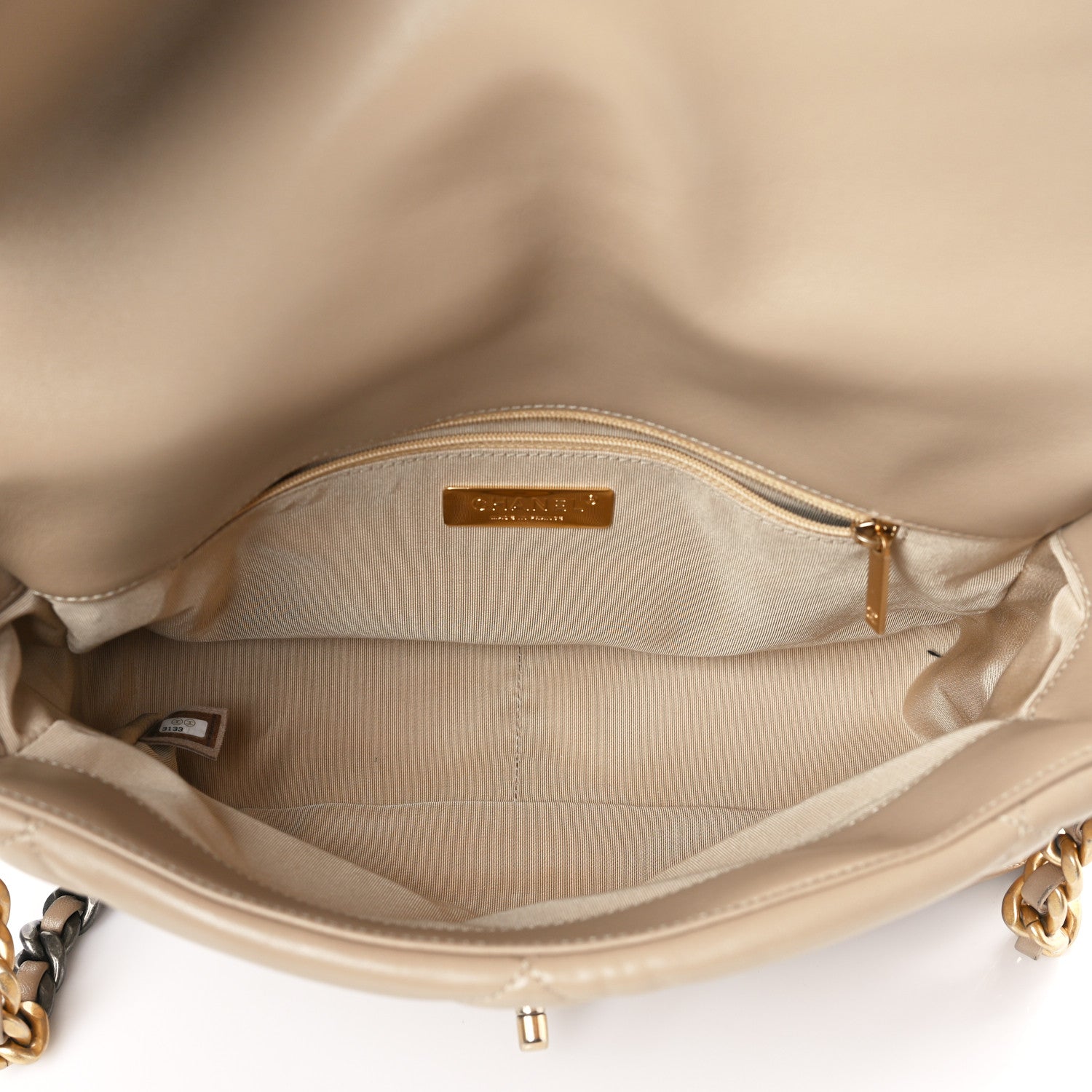 Chanel Lambskin Quilted Large Chanel 19 Flap Dark Beige 4 of 9