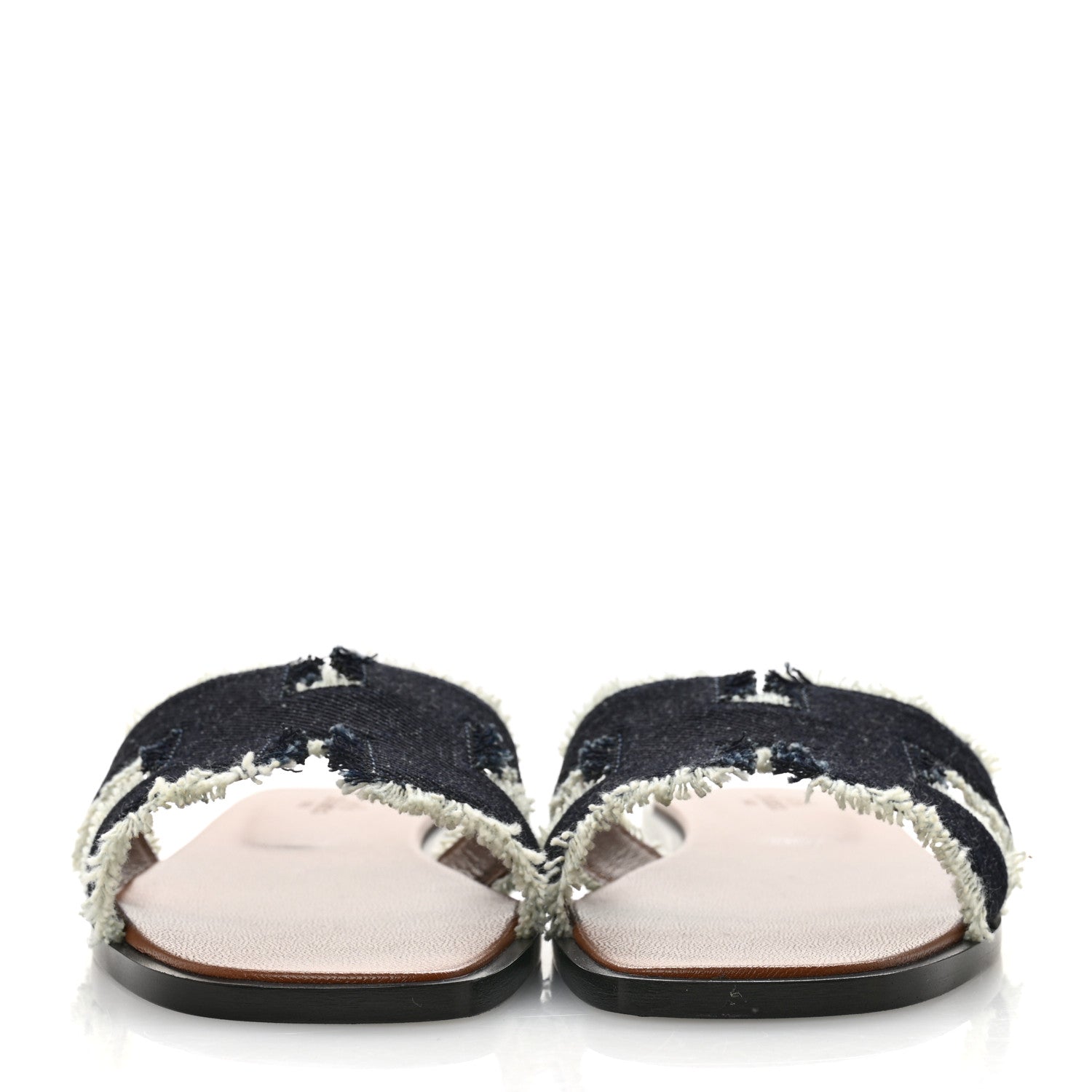 Hermes Denim Oran Fringe Sandals 36.5 Bleu Brut 3 of 9