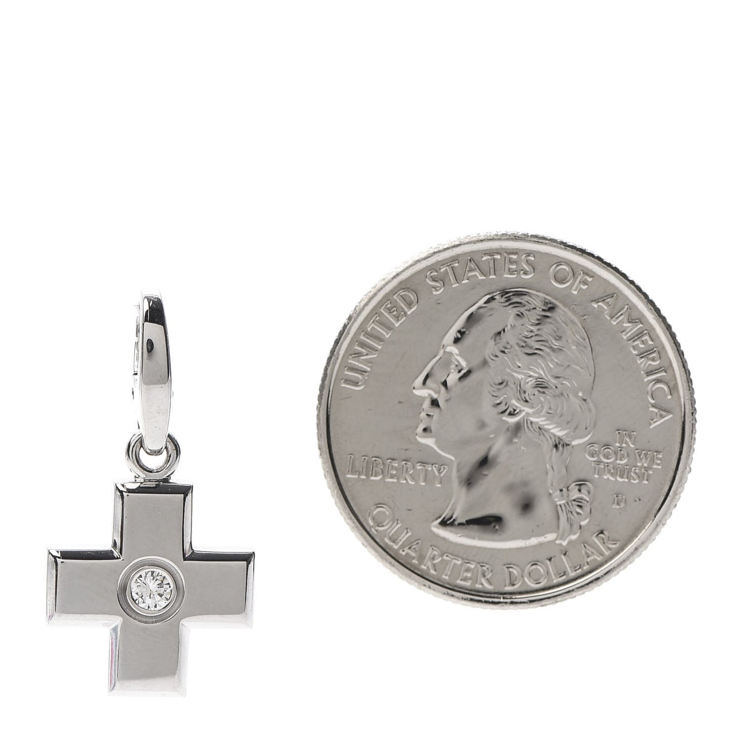 18K White Gold Diamond Cross Charm
