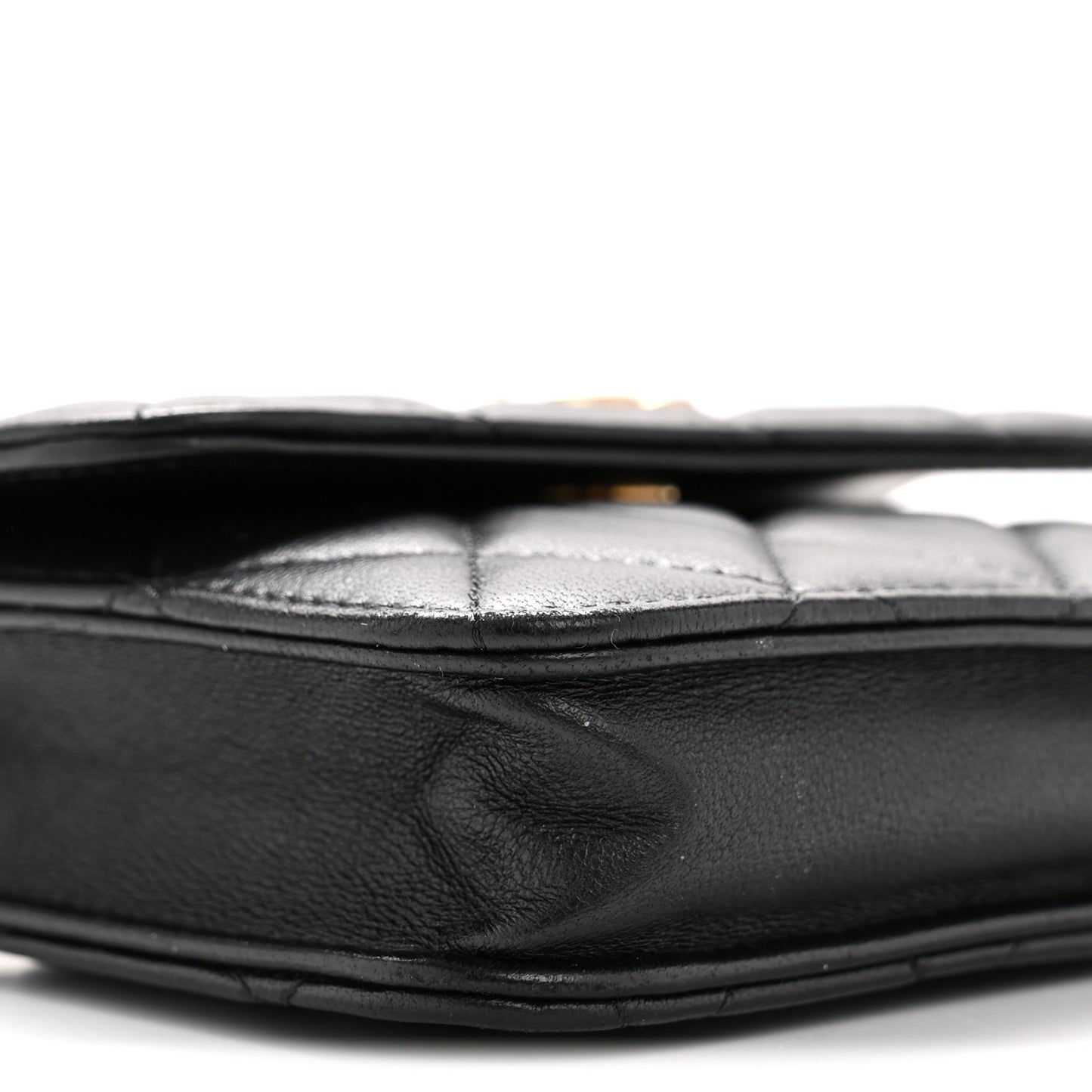 Lambskin Quilted Pearl Crush Flap With Chain Black