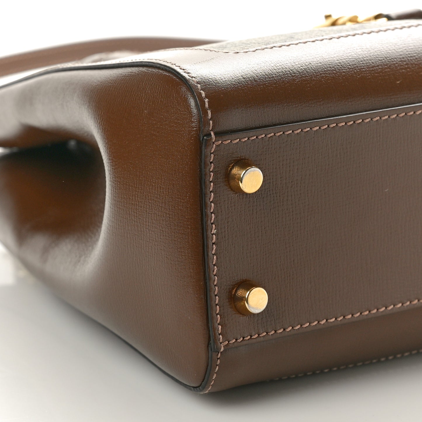 GG Supreme Monogram Azalea Calfskin Web Medium Jackie 1961 Tote Beige Ebony Brown Sugar