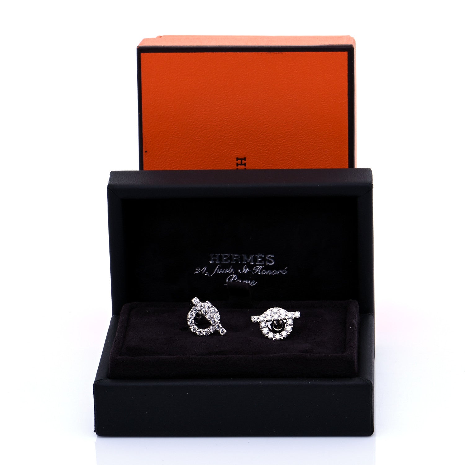 Hermes 18K White Gold Diamond Finesse Earrings 5 of 5