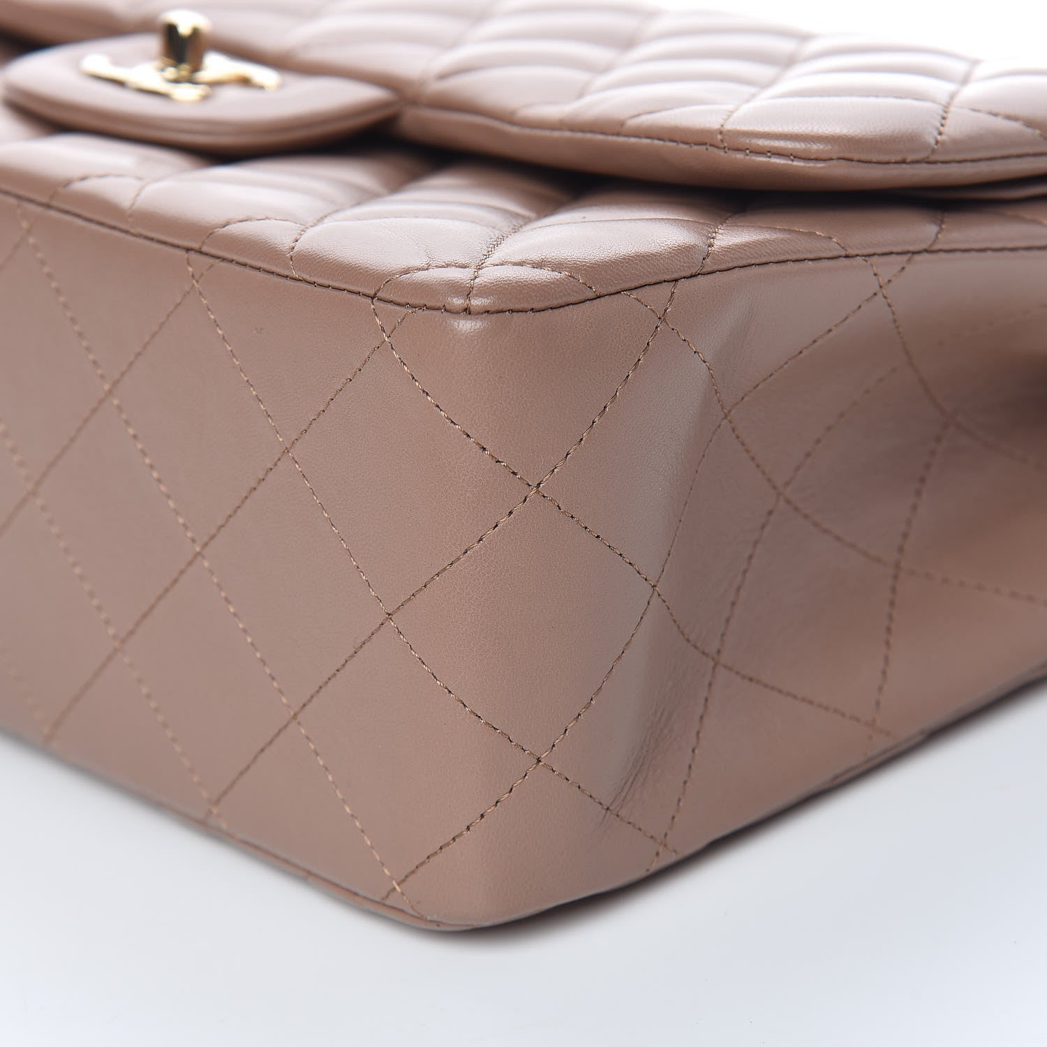 Chanel Lambskin Quilted Jumbo Double Flap Dark Beige 7 of 13