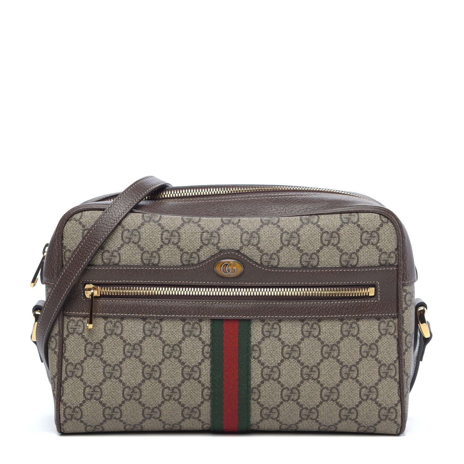 Gucci GG Supreme Monogram Web Small Ophidia Shoulder Bag Brown 1 of 10