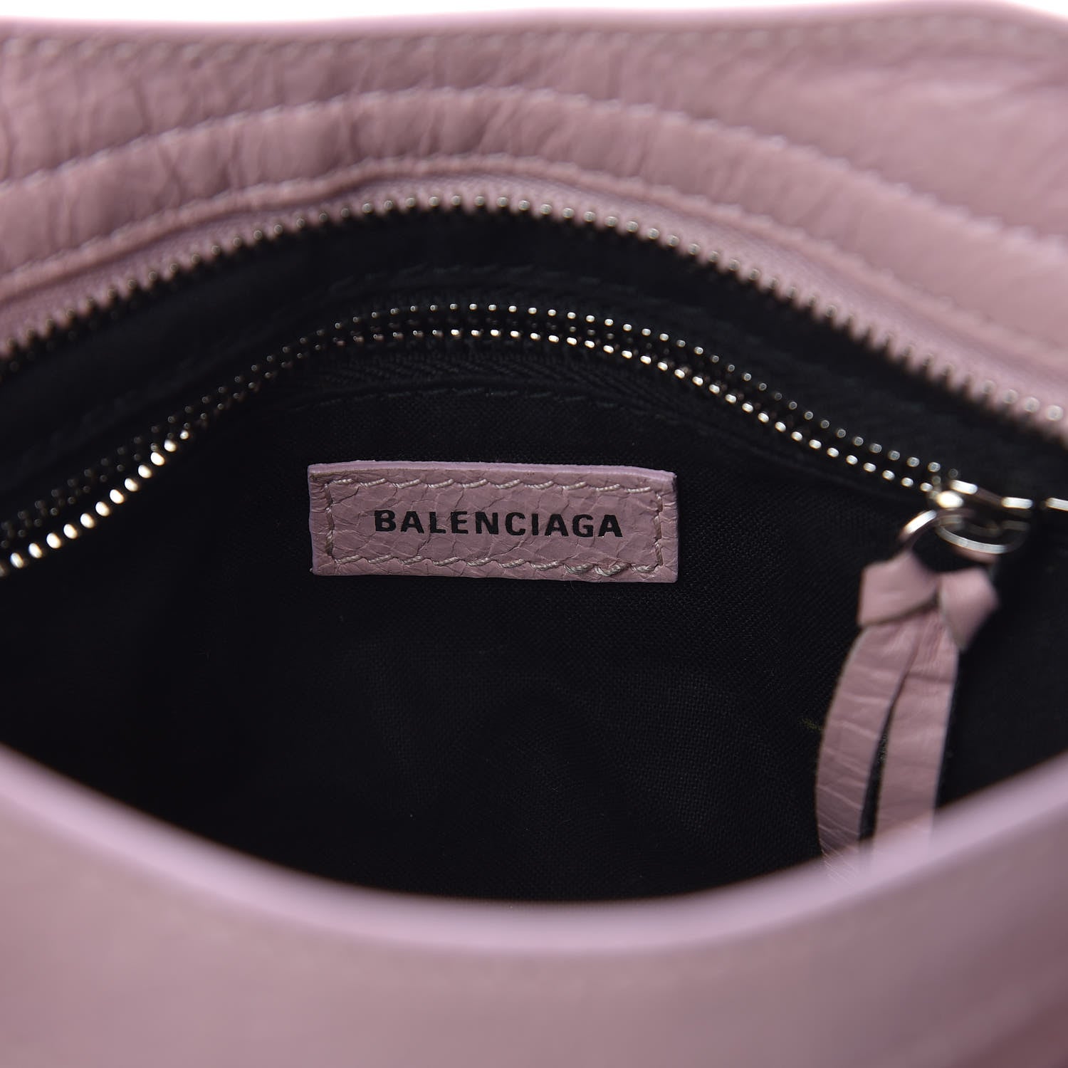 Balenciaga Agneau Classic Silver Hardware Mini City Logo Strap Pale Rose Black 6 of 9