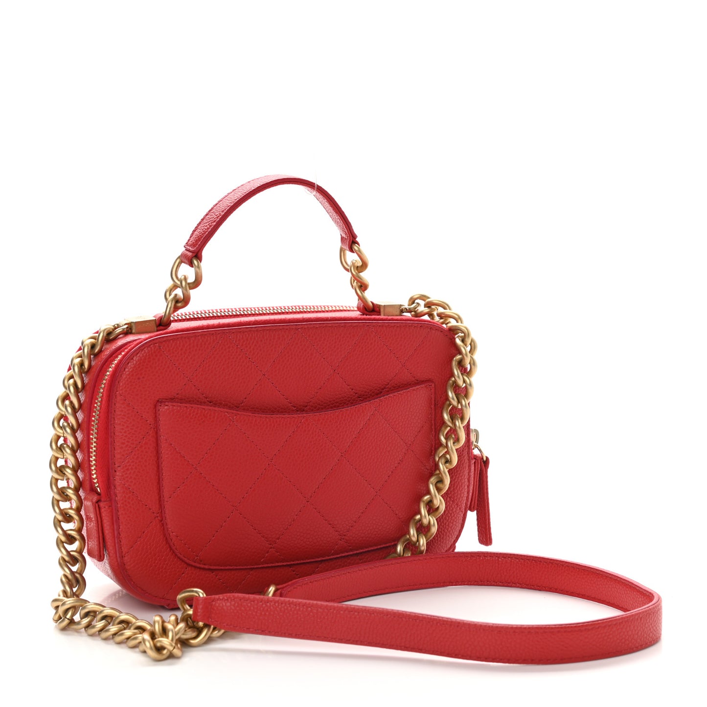 Caviar Quilted Small Camera Case Red