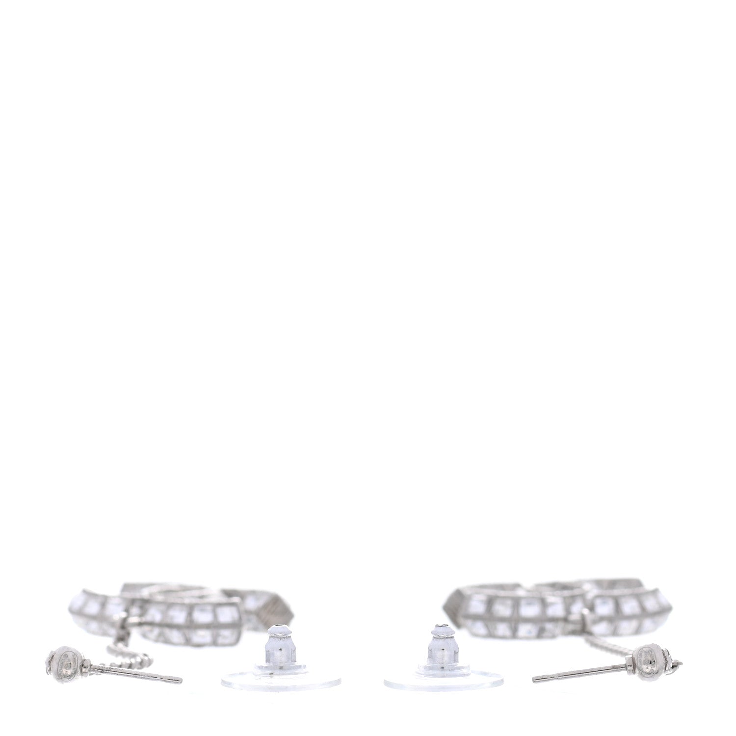 Chanel Baguette Crystal CC Drop Earrings Silver 3 of 4