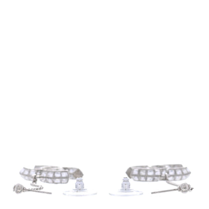 Chanel Baguette Crystal CC Drop Earrings Silver 3 of 4