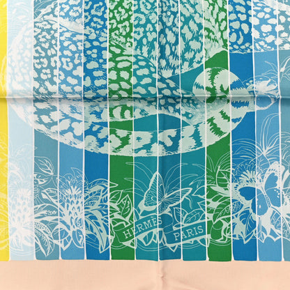 Hermes Silk Jungle Love Rainbow Scarf 90 Vert Rose Multicolor 2 of 3