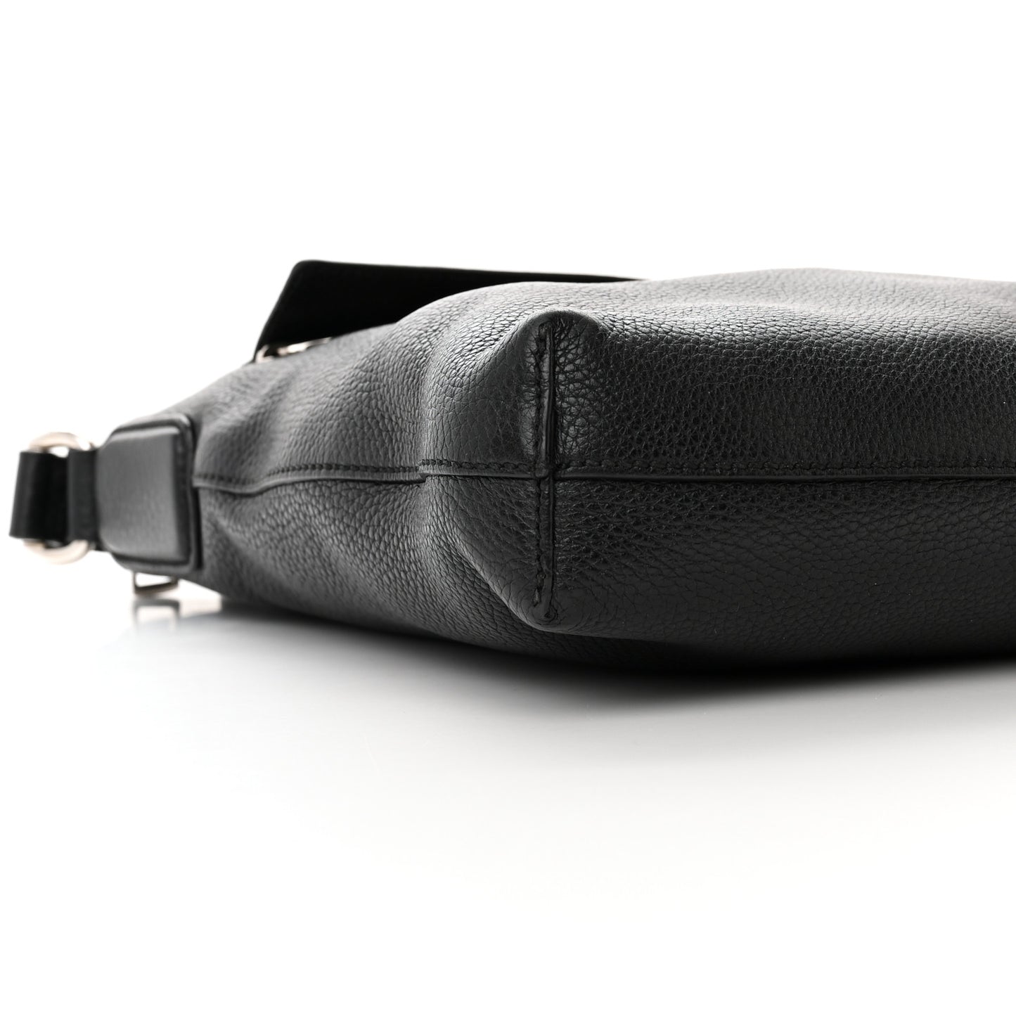 Pebbled Calfskin Medium Soho Messenger Bag Black