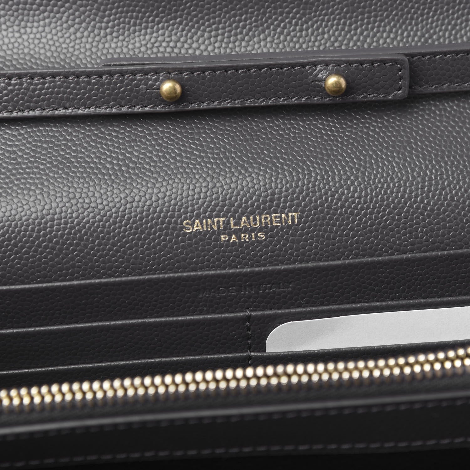 Saint Laurent Grain De Poudre Matelasse Chevron Monogram Chain Wallet Pebble 8 of 9