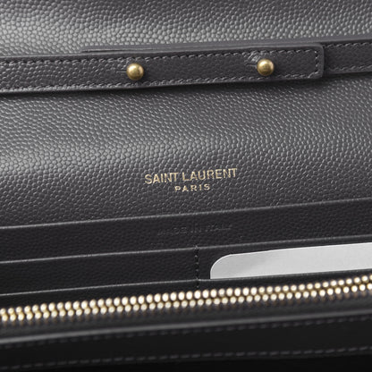 Saint Laurent Grain De Poudre Matelasse Chevron Monogram Chain Wallet Pebble 8 of 9