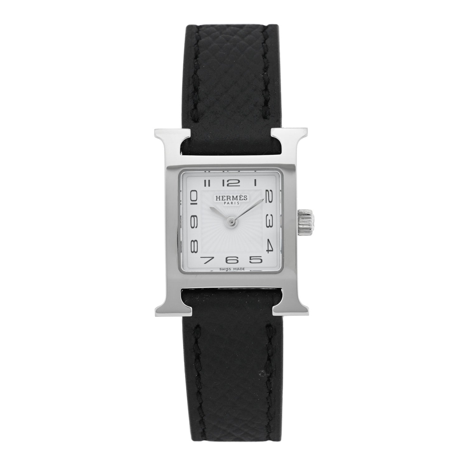 Hermes Stainless Steel Epsom 17.2mm Heure H Hour Quartz Watch Noir 1 of 5