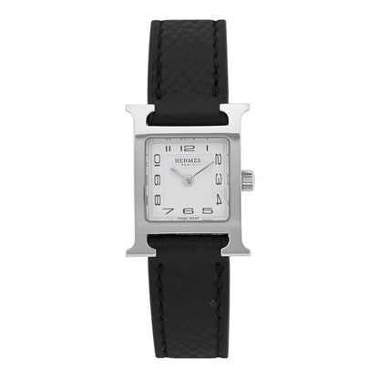 Hermes Stainless Steel Epsom 17.2mm Heure H Hour Quartz Watch Noir 1 of 5