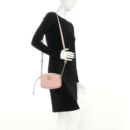 Gucci Calfskin Matelasse Mini GG Marmont Chain Shoulder Bag Perfect Pink 2 of 10